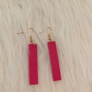 NWT Hot Pink Faux Leather Bar Earrings